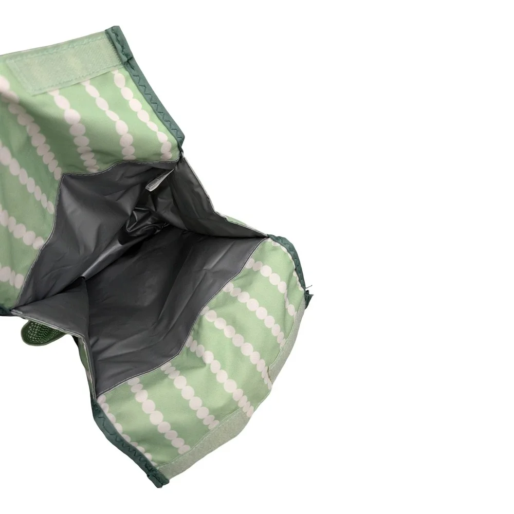 BUILT Crosstown Lunch Bag Green Dot Stripe Insulated Crossbody Strap lunchbox